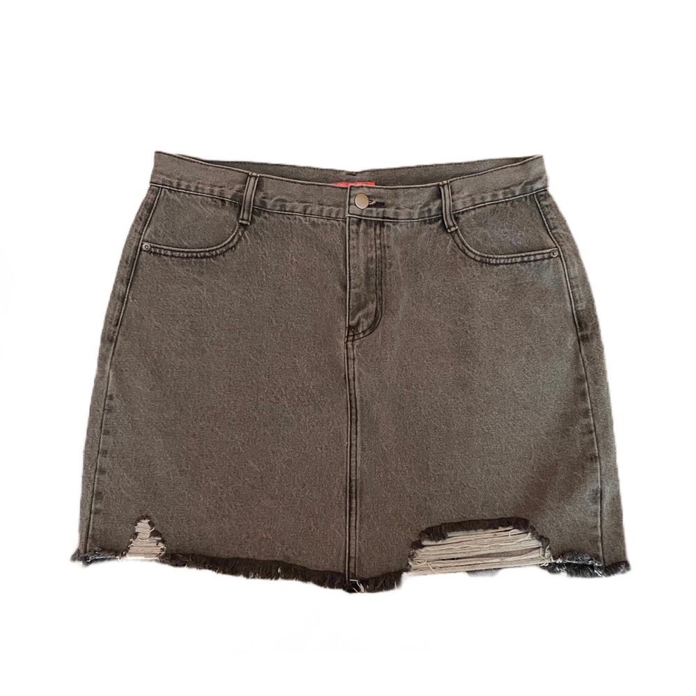 Distressed Denim Mini Skirt